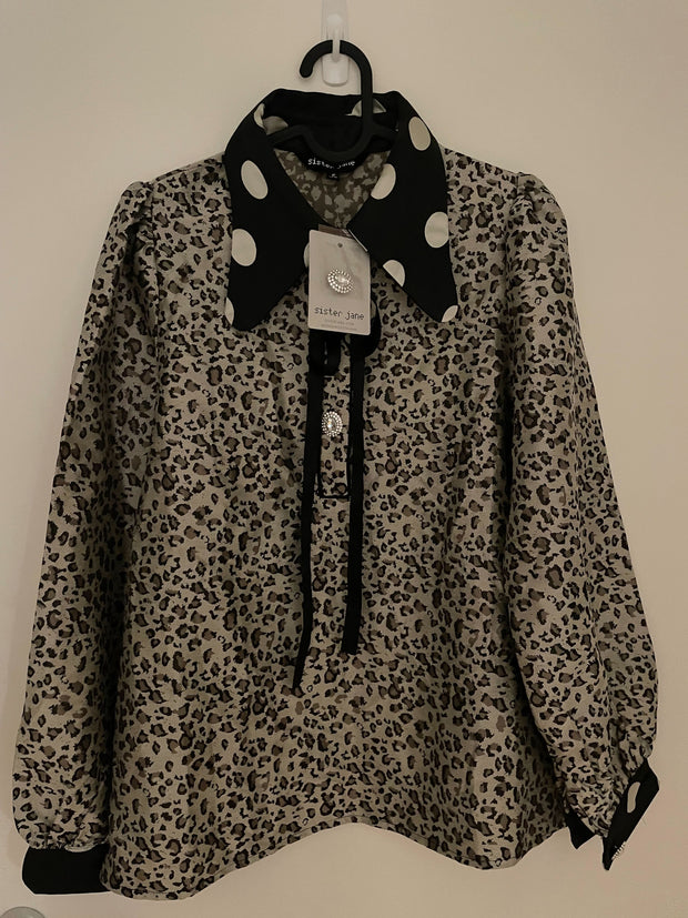 Tempo Leopard Jacquard Blouse