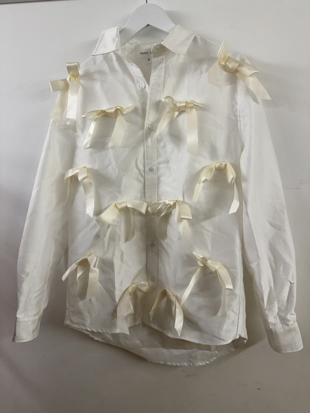 Snowdrop Satin Bow Shirt