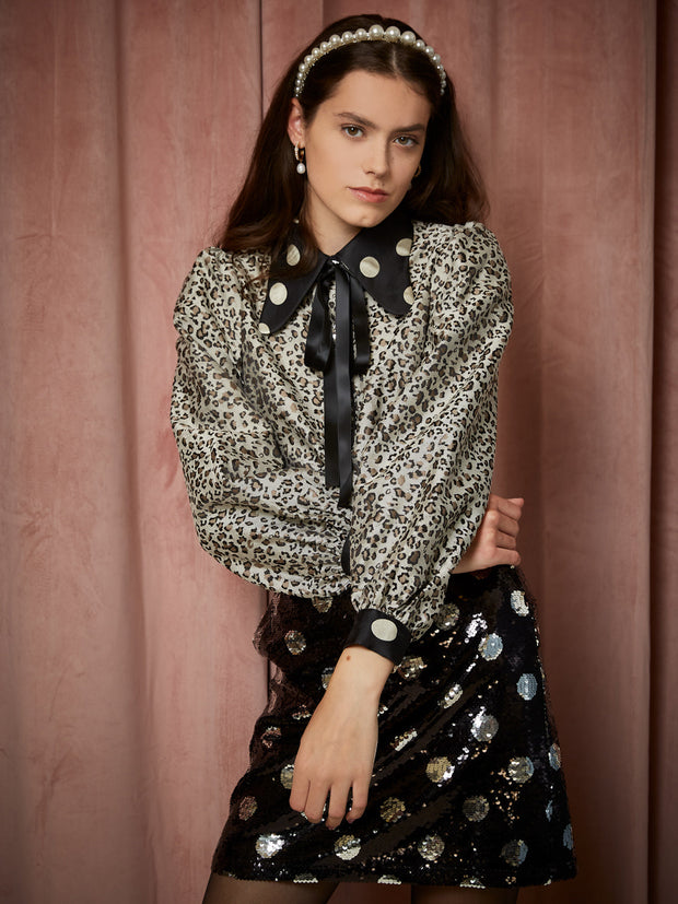 Tempo Leopard Jacquard Blouse