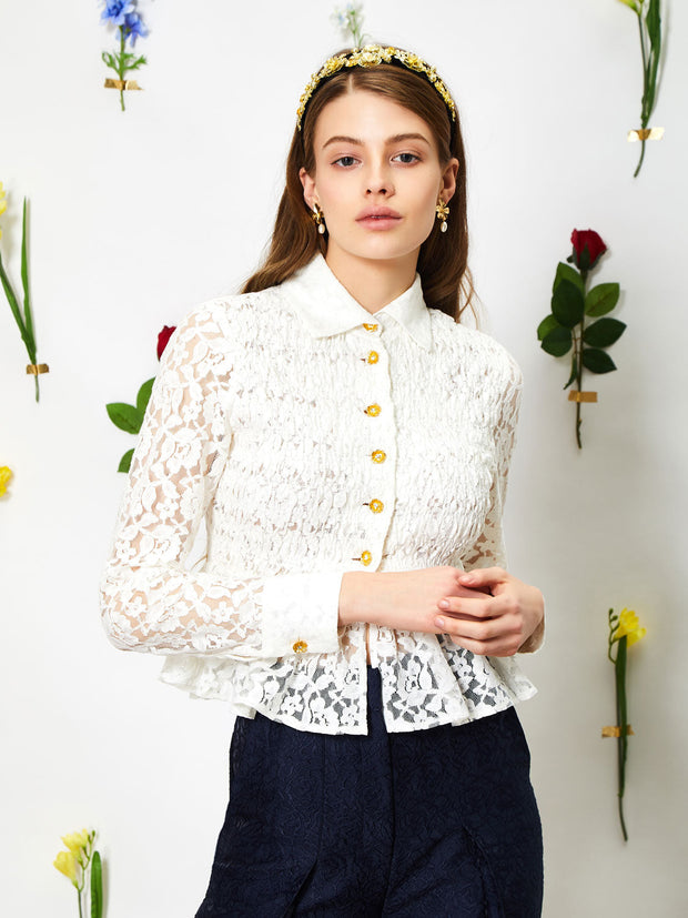 Orchid Lace Peplum Shirt