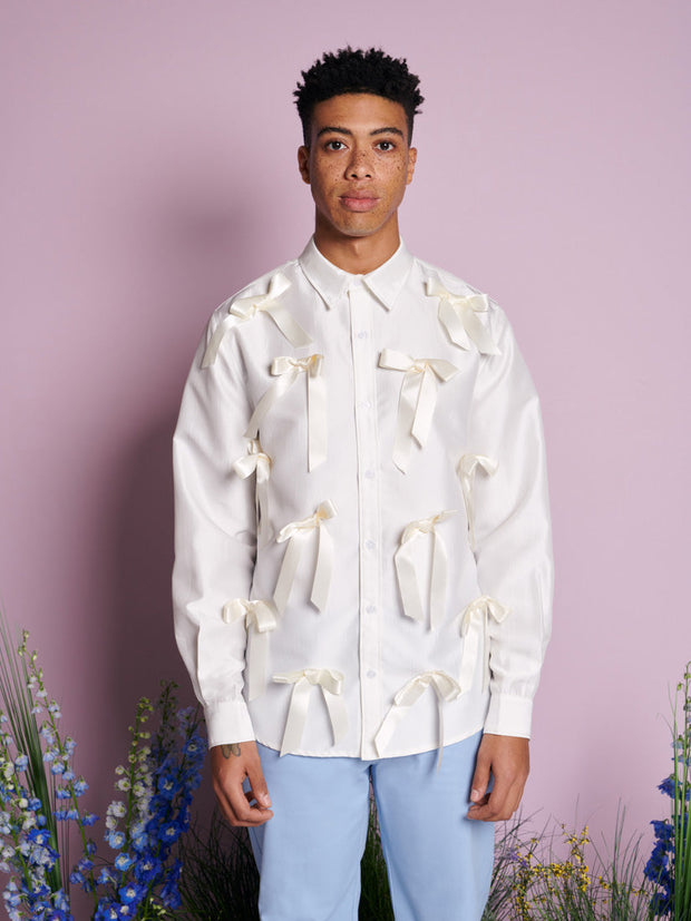 Snowdrop Satin Bow Shirt