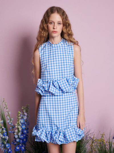 Lavender Gingham Cropped Top