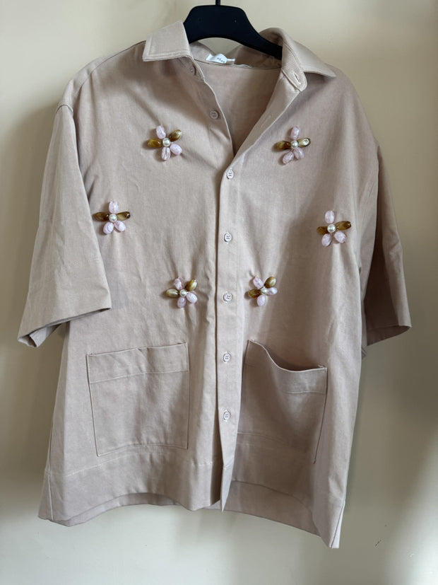 Glen Beaded Boxy Shirt