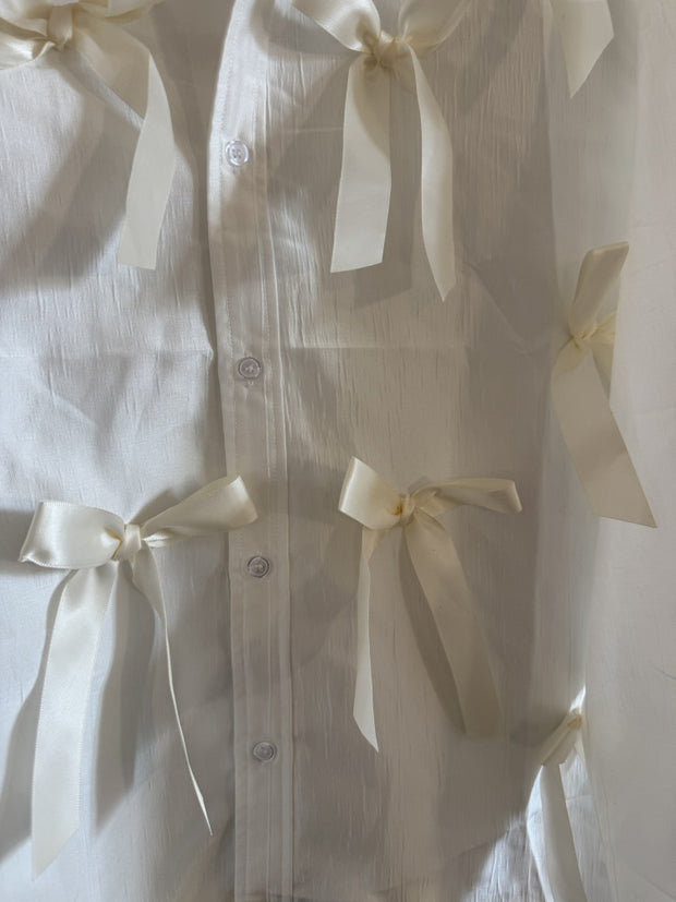 Snowdrop Satin Bow Shirt